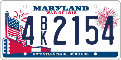 MD license plate 4BK2154