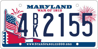 MD license plate 4BK2155