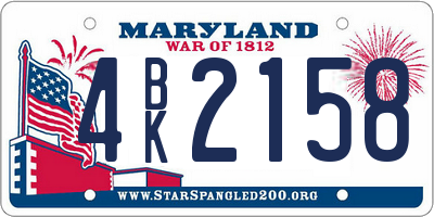 MD license plate 4BK2158