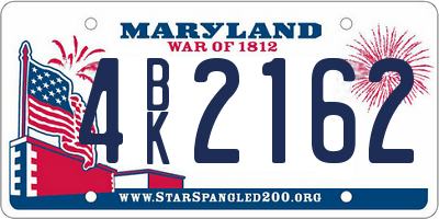 MD license plate 4BK2162