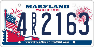 MD license plate 4BK2163