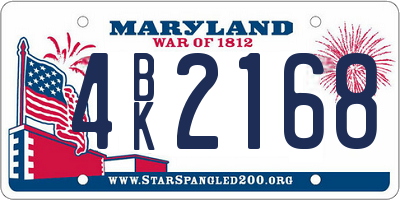MD license plate 4BK2168
