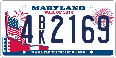 MD license plate 4BK2169