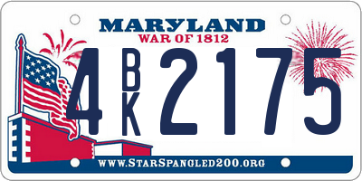 MD license plate 4BK2175