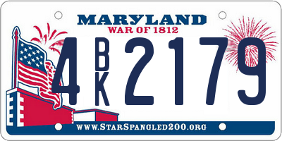 MD license plate 4BK2179