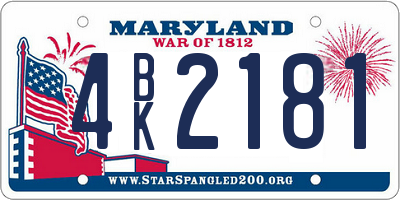 MD license plate 4BK2181