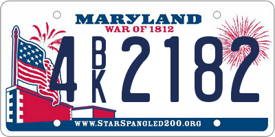 MD license plate 4BK2182