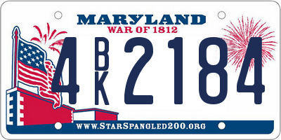 MD license plate 4BK2184