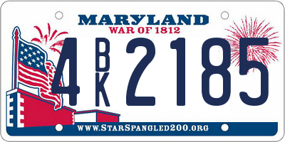 MD license plate 4BK2185