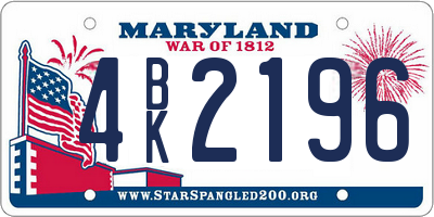 MD license plate 4BK2196
