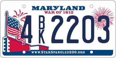 MD license plate 4BK2203