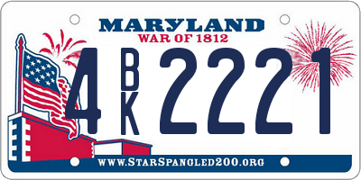 MD license plate 4BK2221