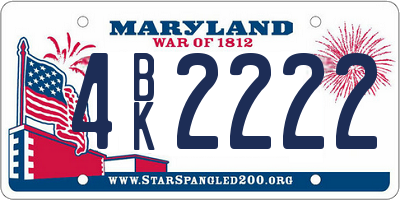 MD license plate 4BK2222