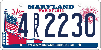 MD license plate 4BK2230