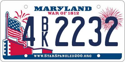 MD license plate 4BK2232