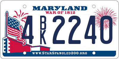 MD license plate 4BK2240