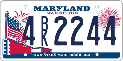 MD license plate 4BK2244