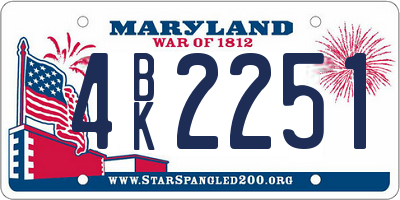 MD license plate 4BK2251