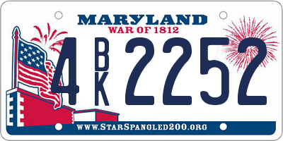 MD license plate 4BK2252