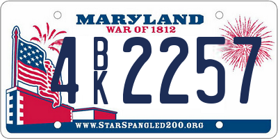 MD license plate 4BK2257