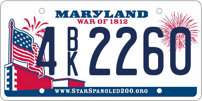 MD license plate 4BK2260