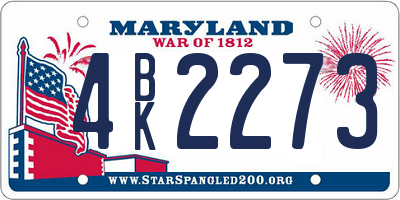 MD license plate 4BK2273