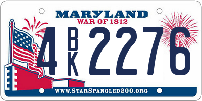 MD license plate 4BK2276