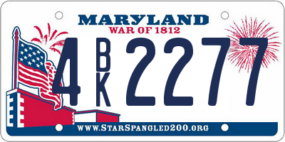MD license plate 4BK2277