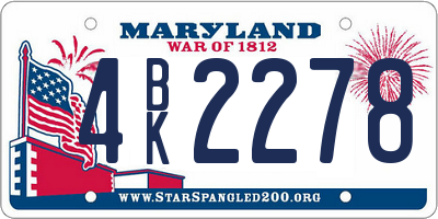 MD license plate 4BK2278