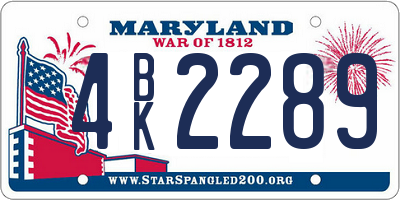 MD license plate 4BK2289