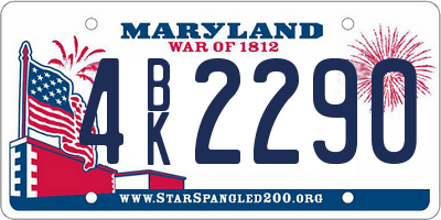 MD license plate 4BK2290