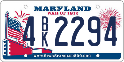 MD license plate 4BK2294