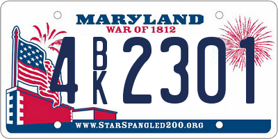 MD license plate 4BK2301
