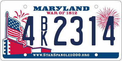 MD license plate 4BK2314