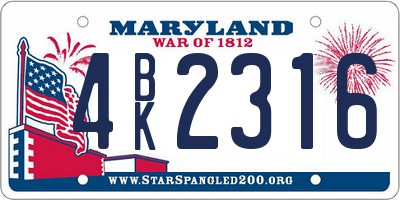 MD license plate 4BK2316
