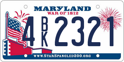 MD license plate 4BK2321