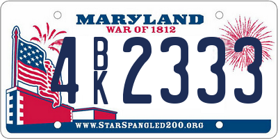 MD license plate 4BK2333