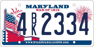 MD license plate 4BK2334