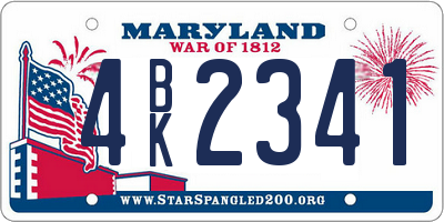 MD license plate 4BK2341