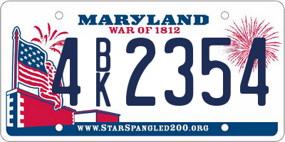 MD license plate 4BK2354