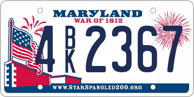 MD license plate 4BK2367