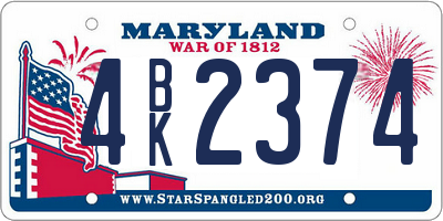 MD license plate 4BK2374