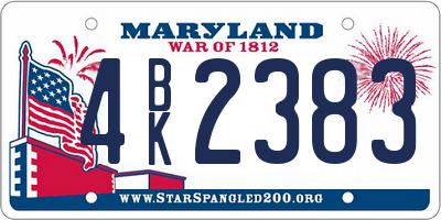 MD license plate 4BK2383