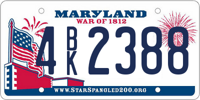MD license plate 4BK2388
