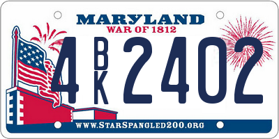 MD license plate 4BK2402
