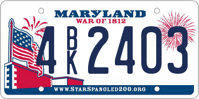 MD license plate 4BK2403