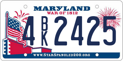 MD license plate 4BK2425