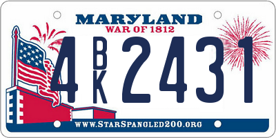 MD license plate 4BK2431