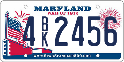 MD license plate 4BK2456
