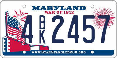 MD license plate 4BK2457
